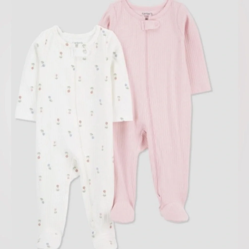 Carter's Just One You Baby Girls' 2pk Floral Sleep N' Play - Pink/Ivory 3M